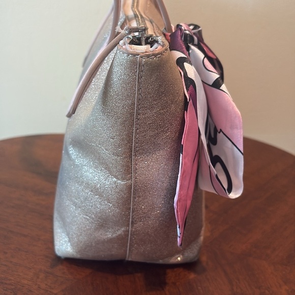 Kate Spade  Glitter satchel  leather gold glitter  pink handles  Sweet  GUC - Picture 4 of 17